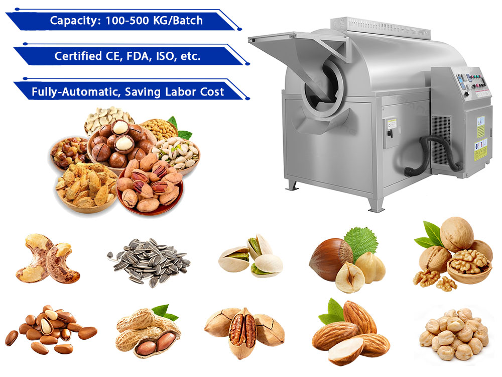 150 KG Automatic Nuts Roaster Machine for Industrial Use
