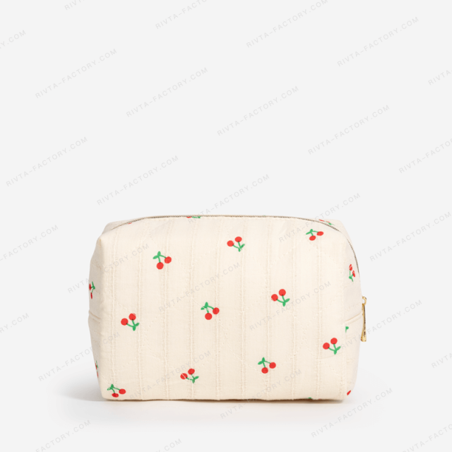 Cost-controlled quilted hotel amenity pouch for room or member gift programs