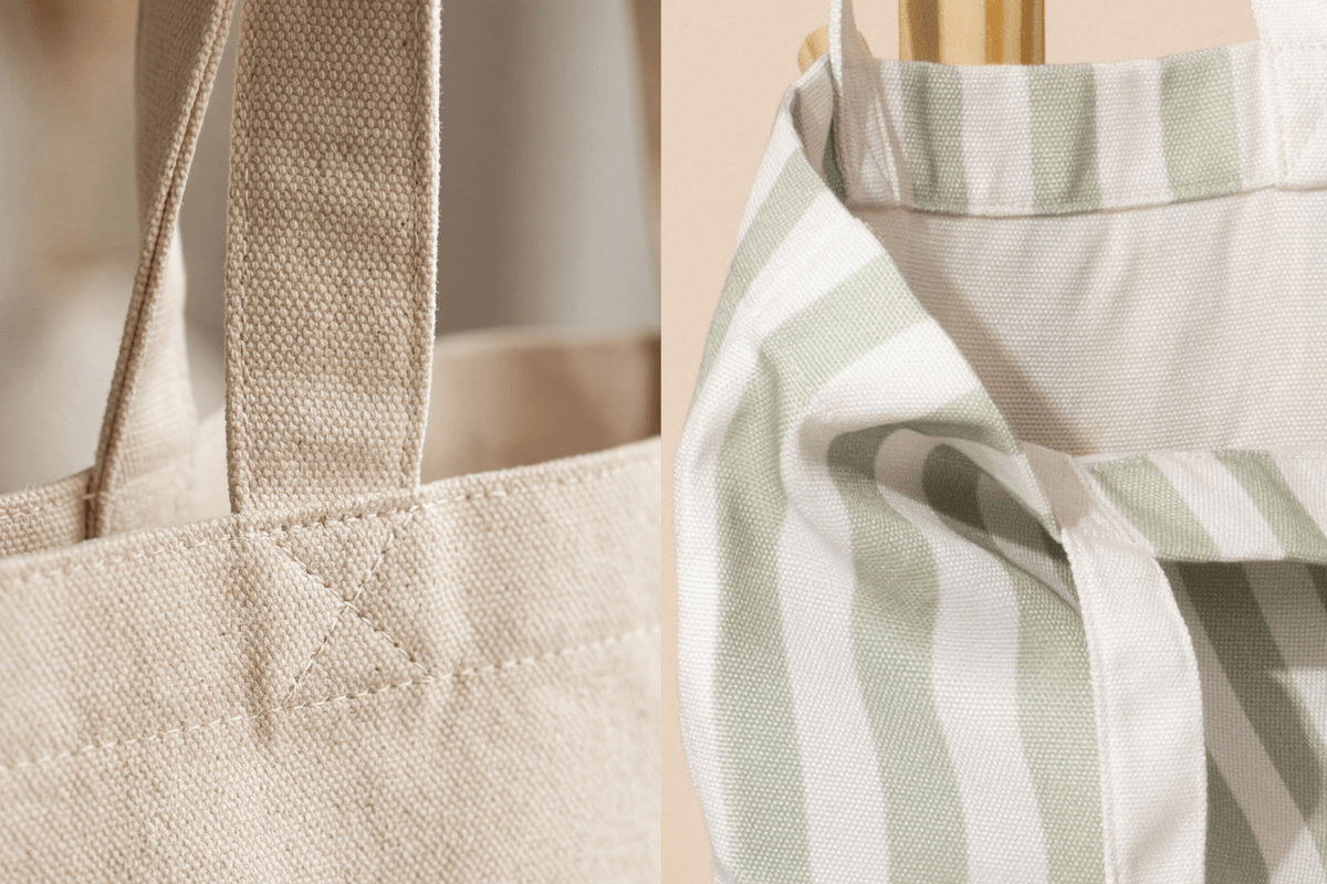 Comparison of cotton canvas versus silky Lyocell fabric texture