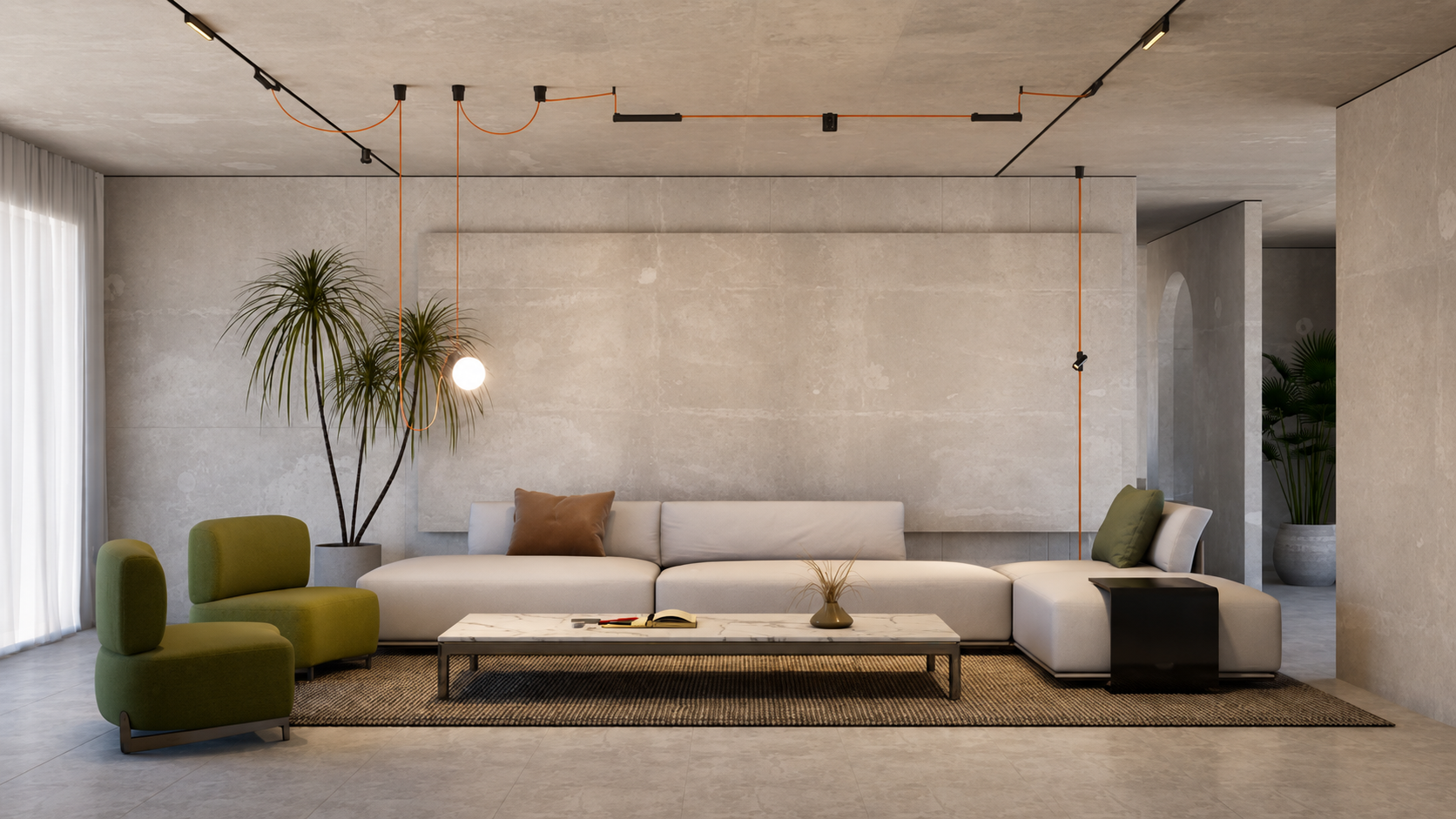 flexible track lighting solution for modern residential living room