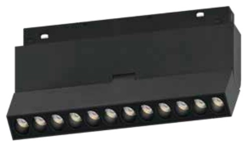 HS-CX003-12T 48V magnetic track bar spotlight in black: 12W, 220 mm body with ten lens apertures