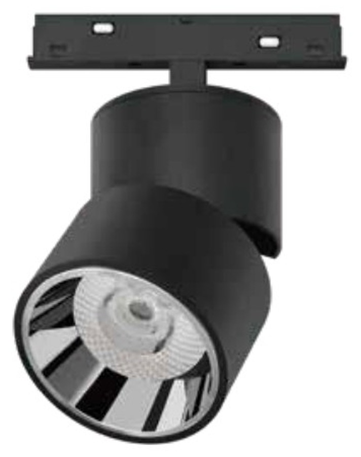 HS-CXM75 48V magnetic track cylinder spotlight in black: 9W, Ø75 mm head with a 24° lens
