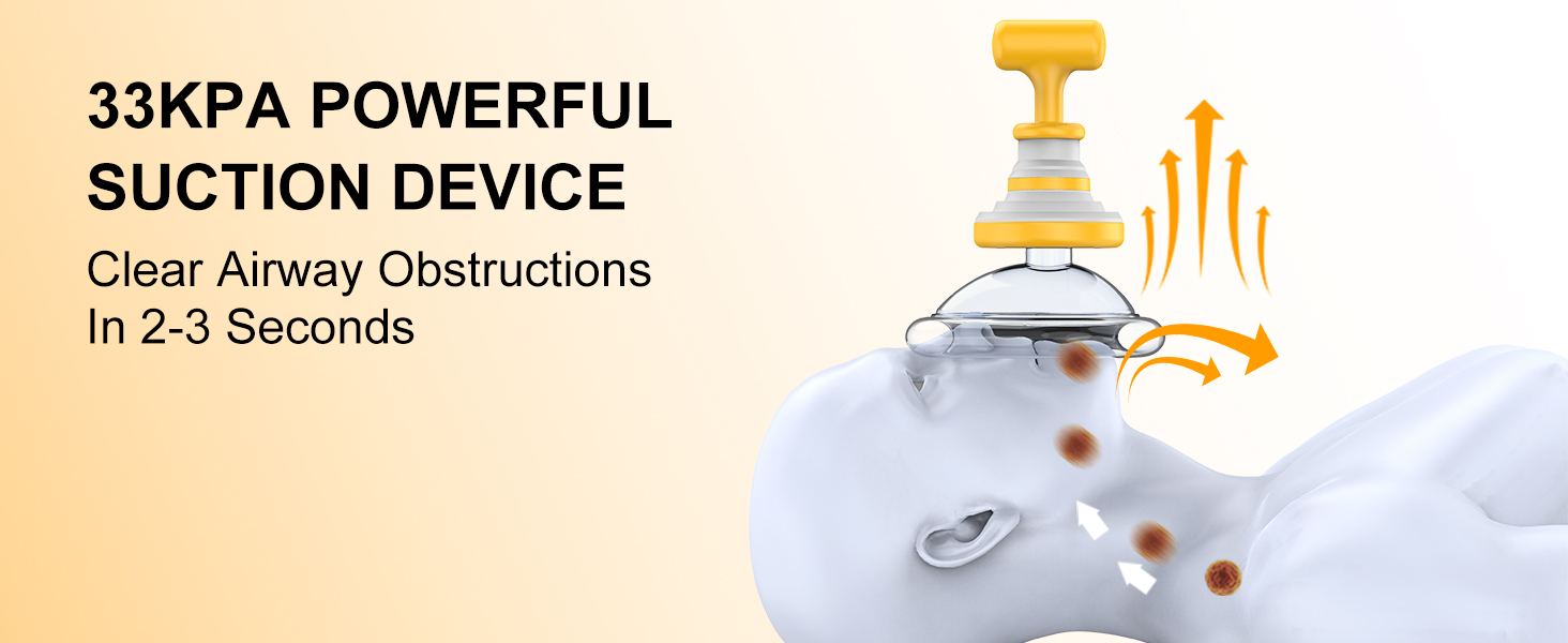 Fitiger suction device for choking with 33 kPa airway clearing performance