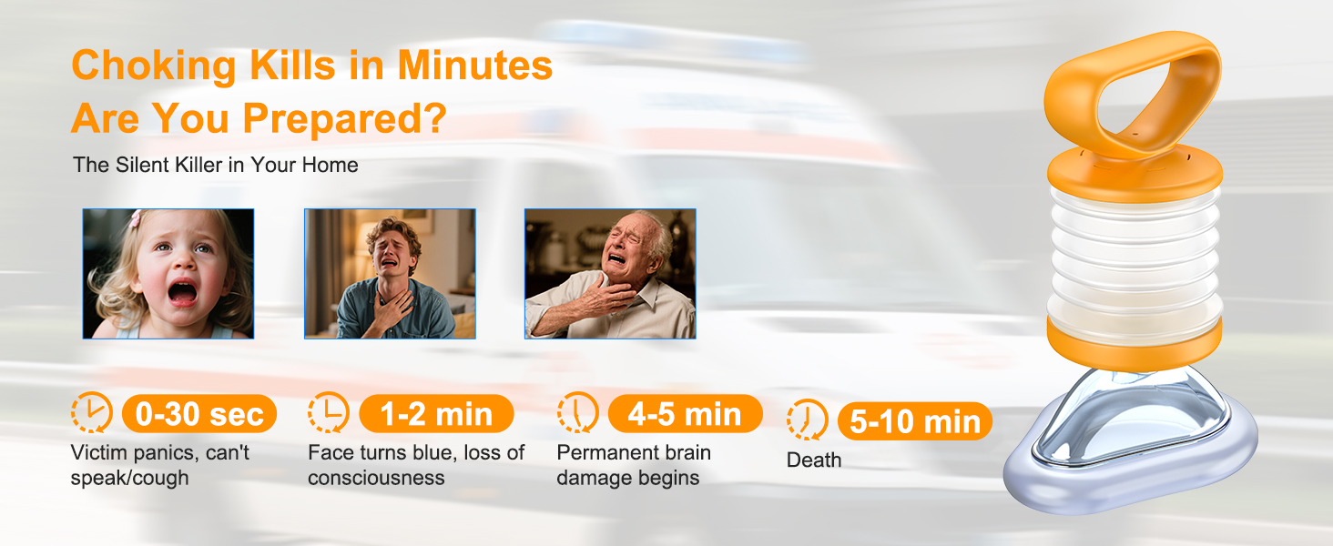 LifoVox choking rescue device readiness graphic showing choking emergency time window