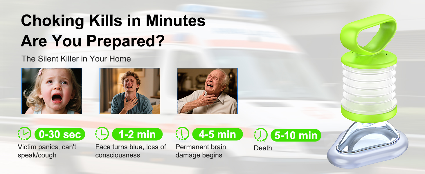 LifoVox choking rescue device readiness graphic showing choking emergency time window