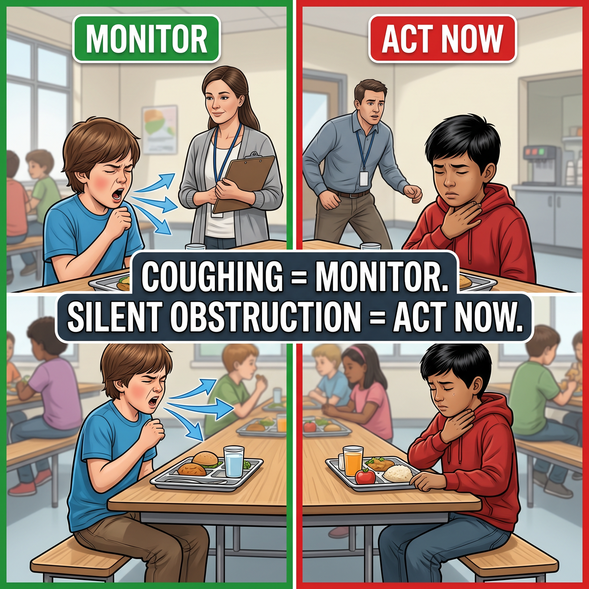 Silent choking recognition cues