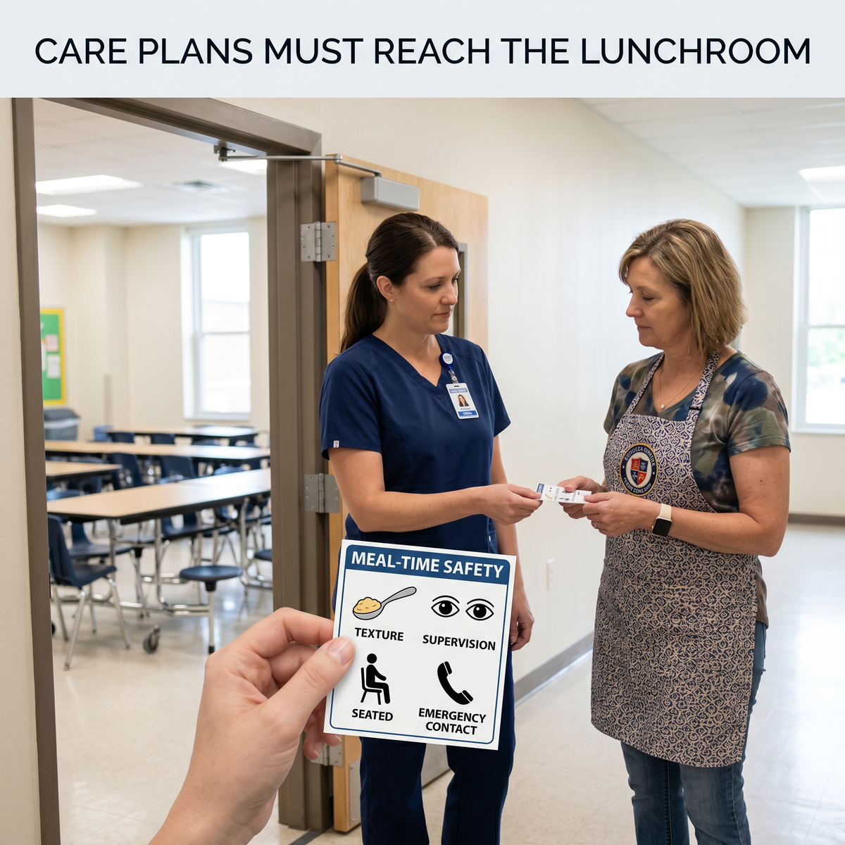 Special risk student cafeteria handoff for school choking safety planning