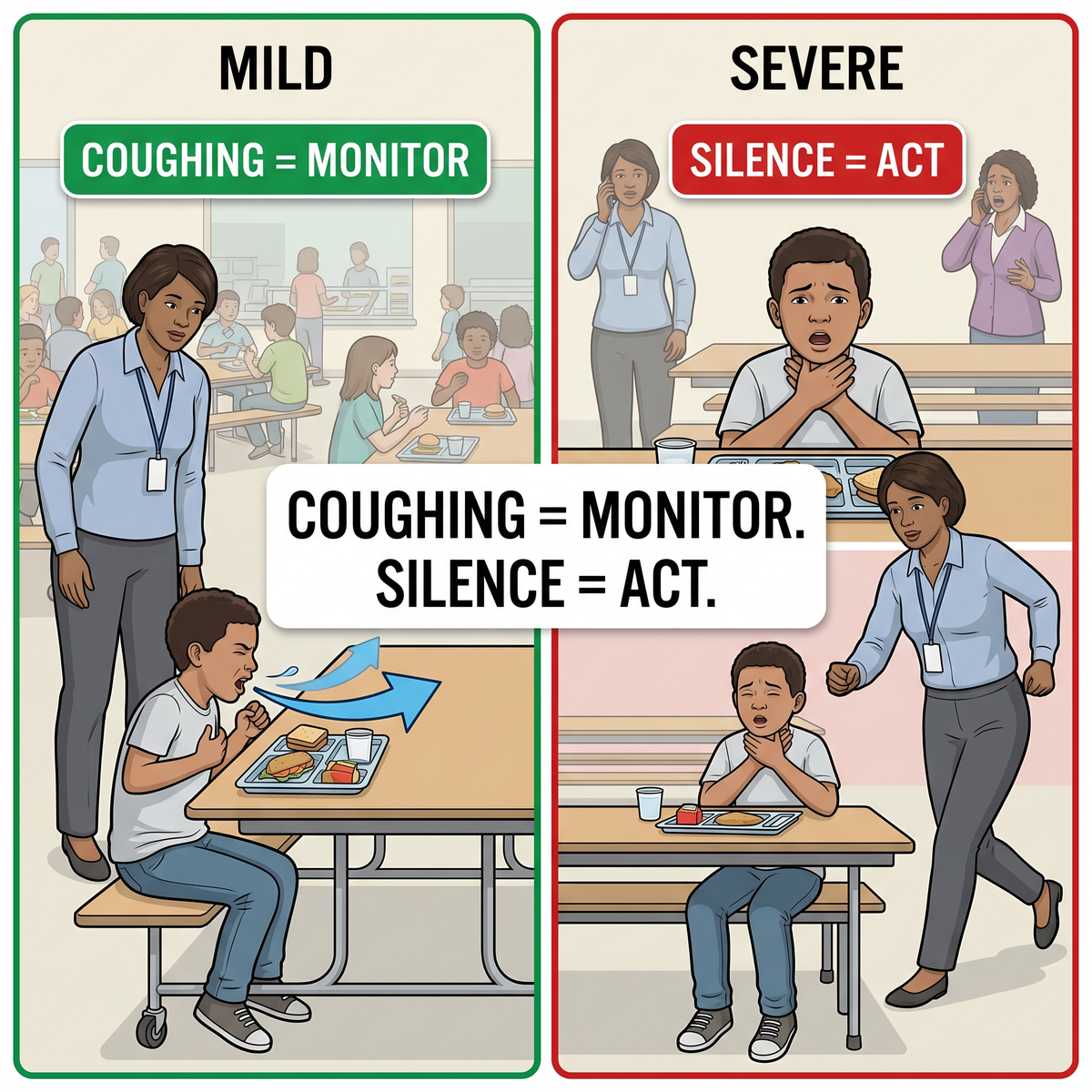 Mild vs severe child choking signs