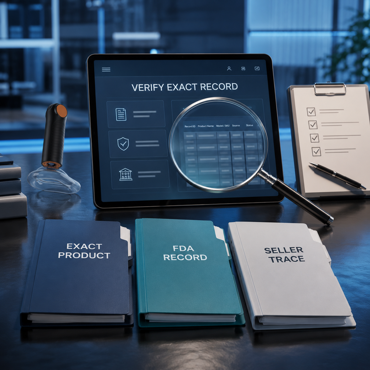 Anti choking device procurement review desk with traceability and checklist