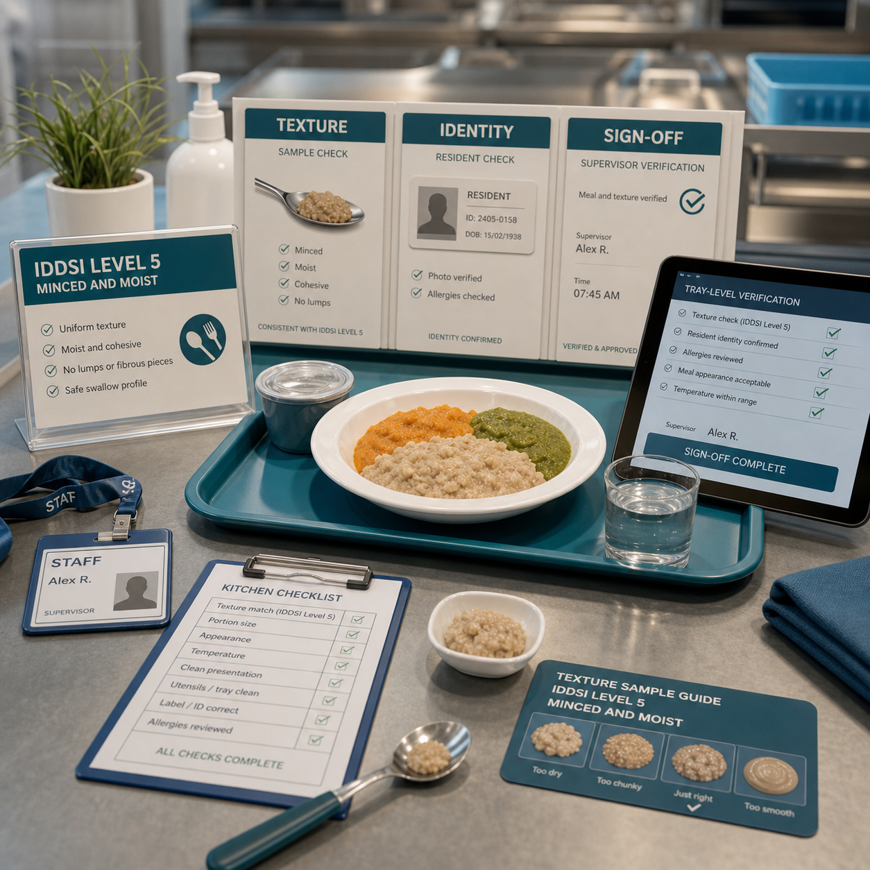 Care home IDDSI tray verification station