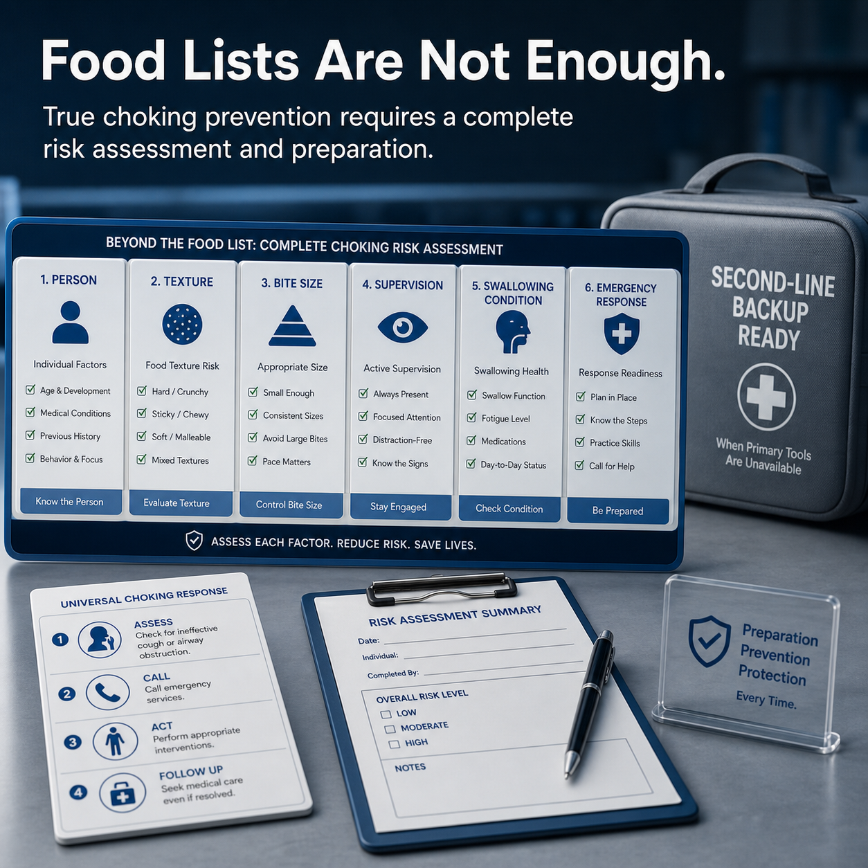 Food choking risk readiness and second line backup planning