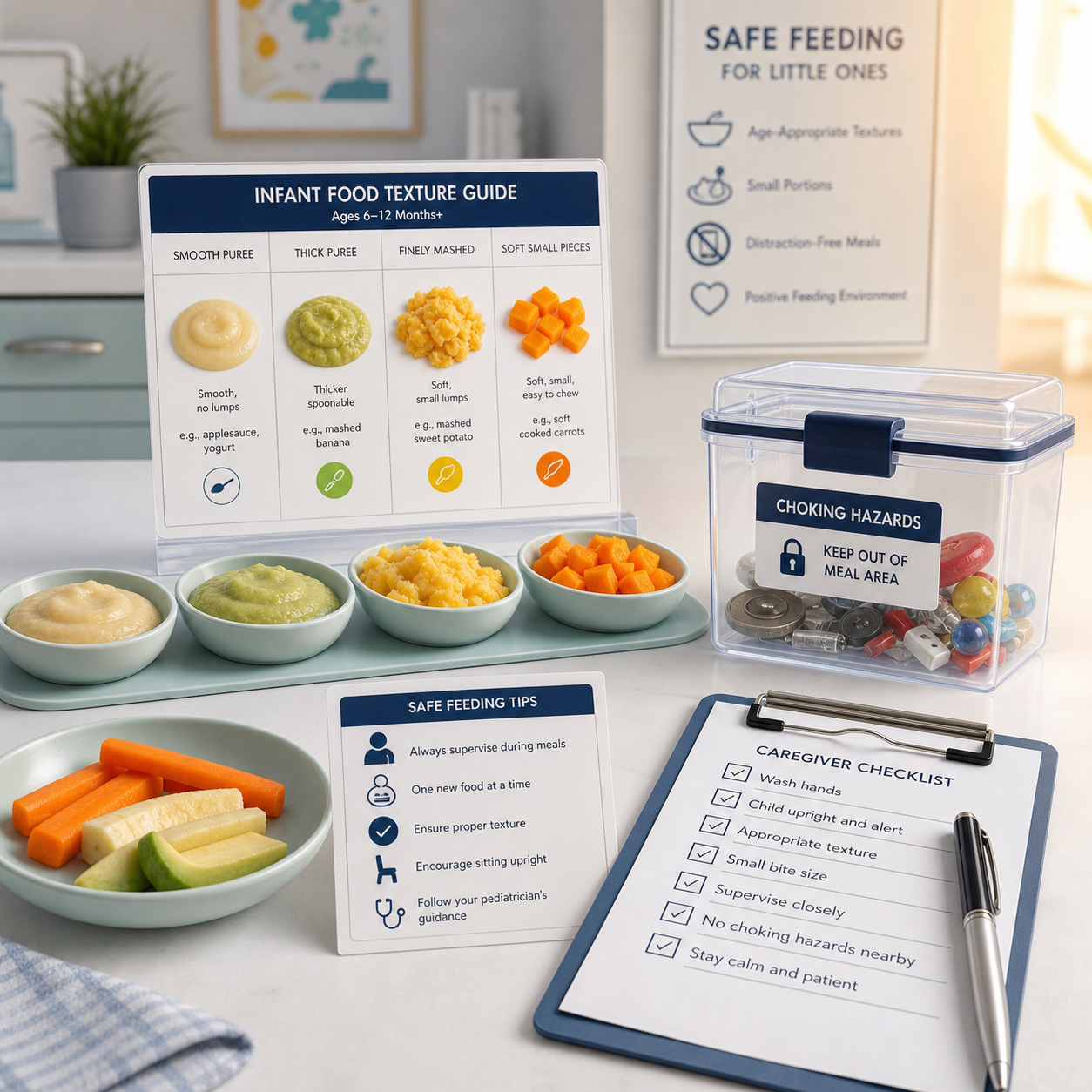 Infant food texture choking risk prevention scene