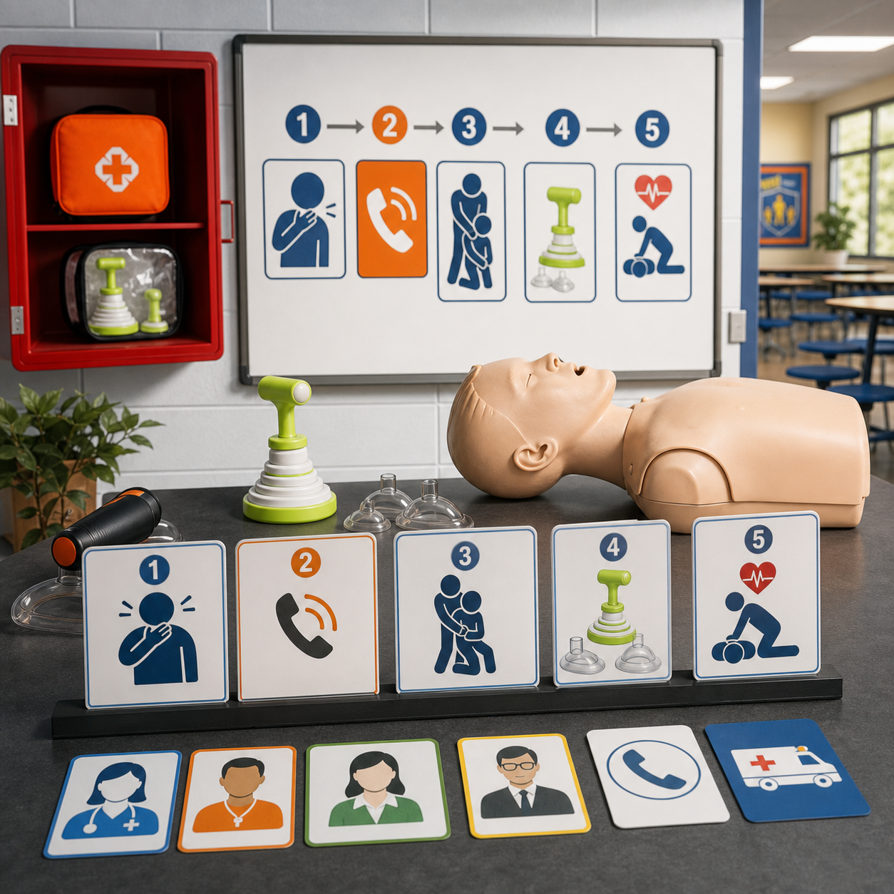 School family and care choking response sequence planning