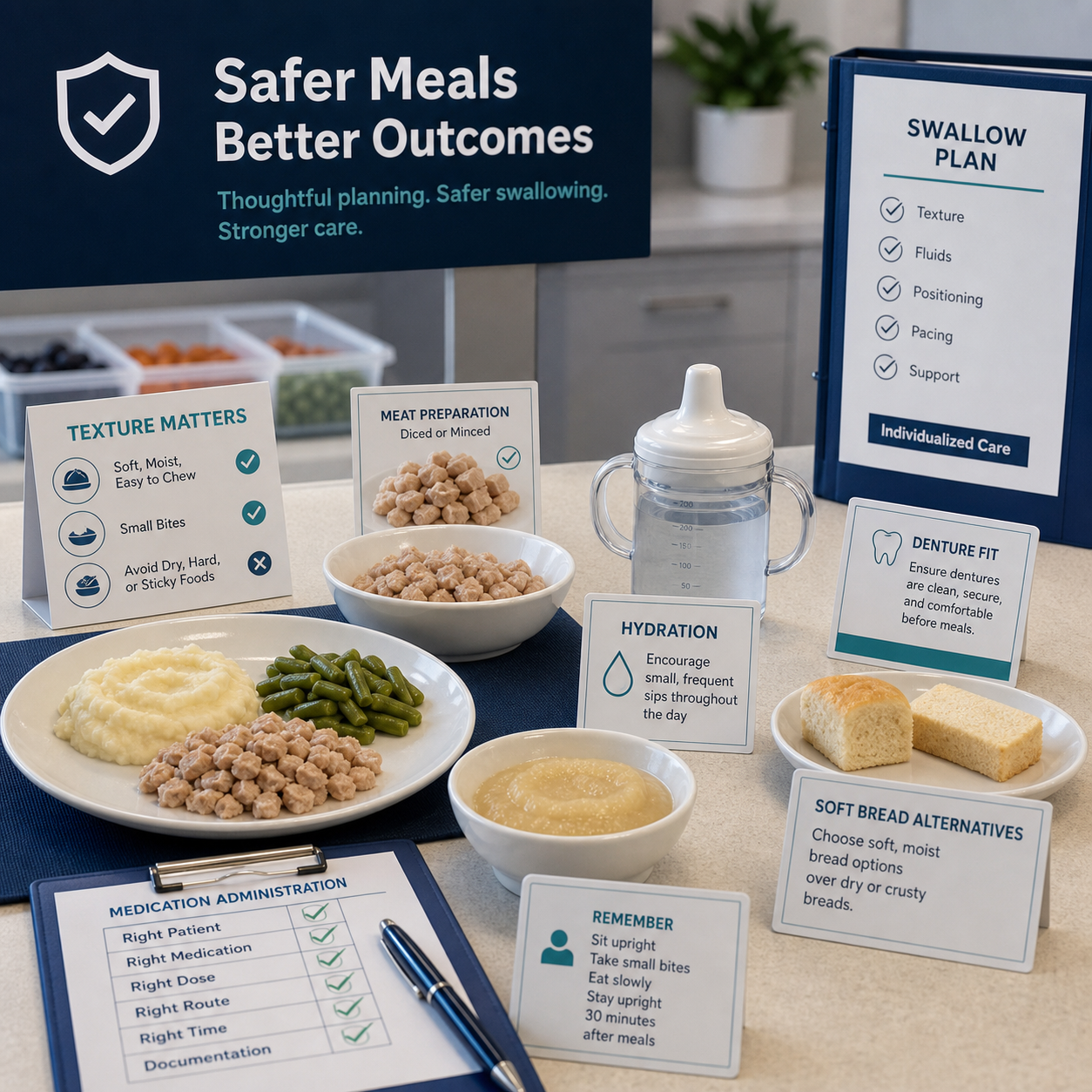 Senior dysphagia food texture choking risk planning