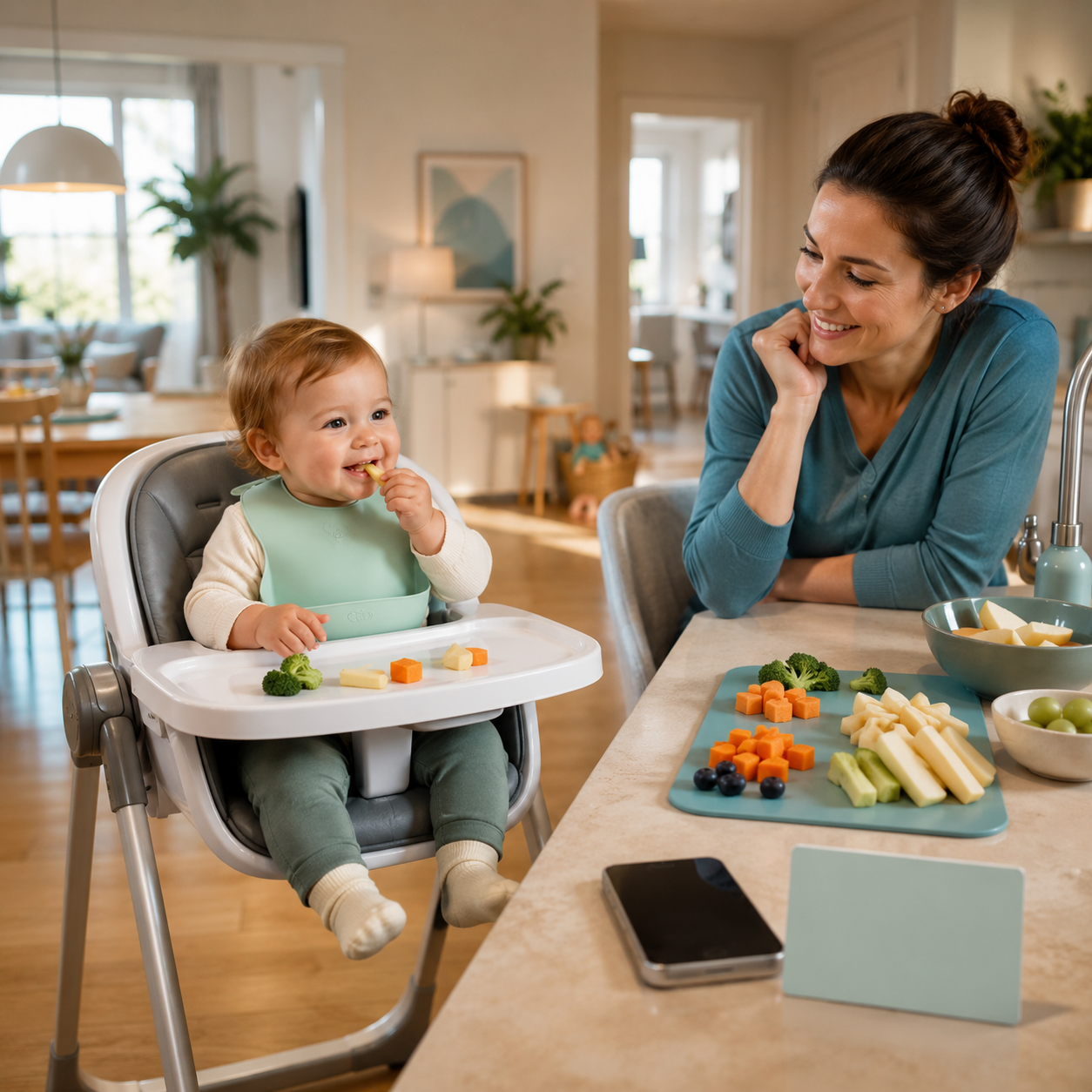 cinematic 3D choking prevention for babies and toddlers cover showing a calm home feeding area safer food prep and caregiver readiness