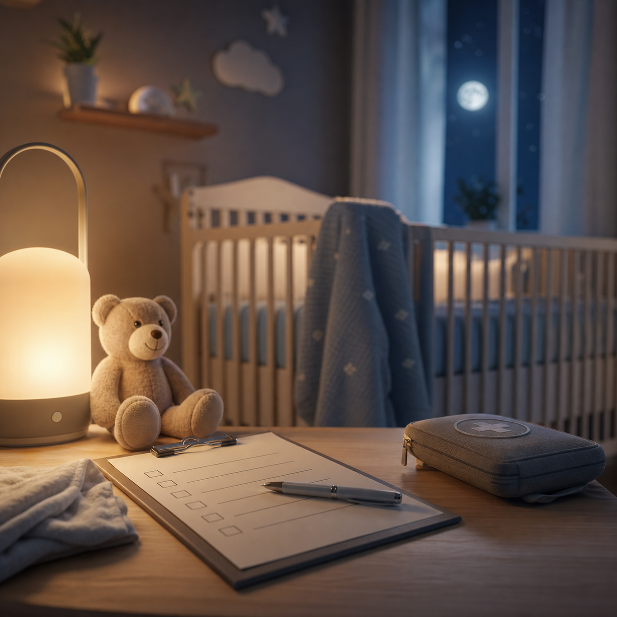 cinematic 3D nighttime nursery scene for baby choking scares and airflow warning signs
