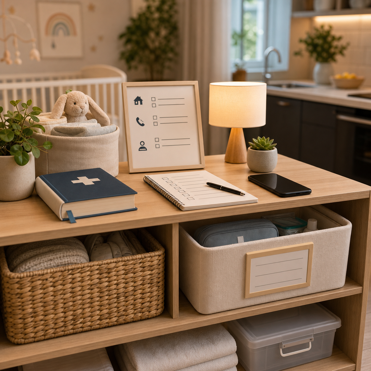 cinematic 3D home second-line backup boundary planning shelf before baby arrives