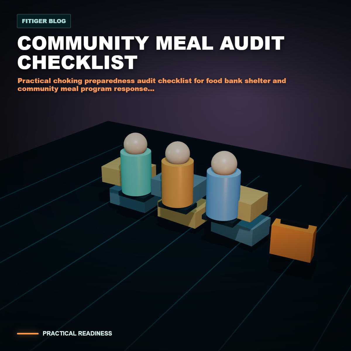cinematic 3D practical choking preparedness audit checklist for food bank shelter and community meal program response readiness