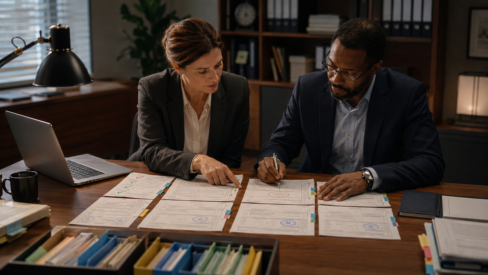 Two-person pre-submission audit comparing names, addresses, quantities, beneficiary periods, roles, dates, shipping details, filenames, and versions