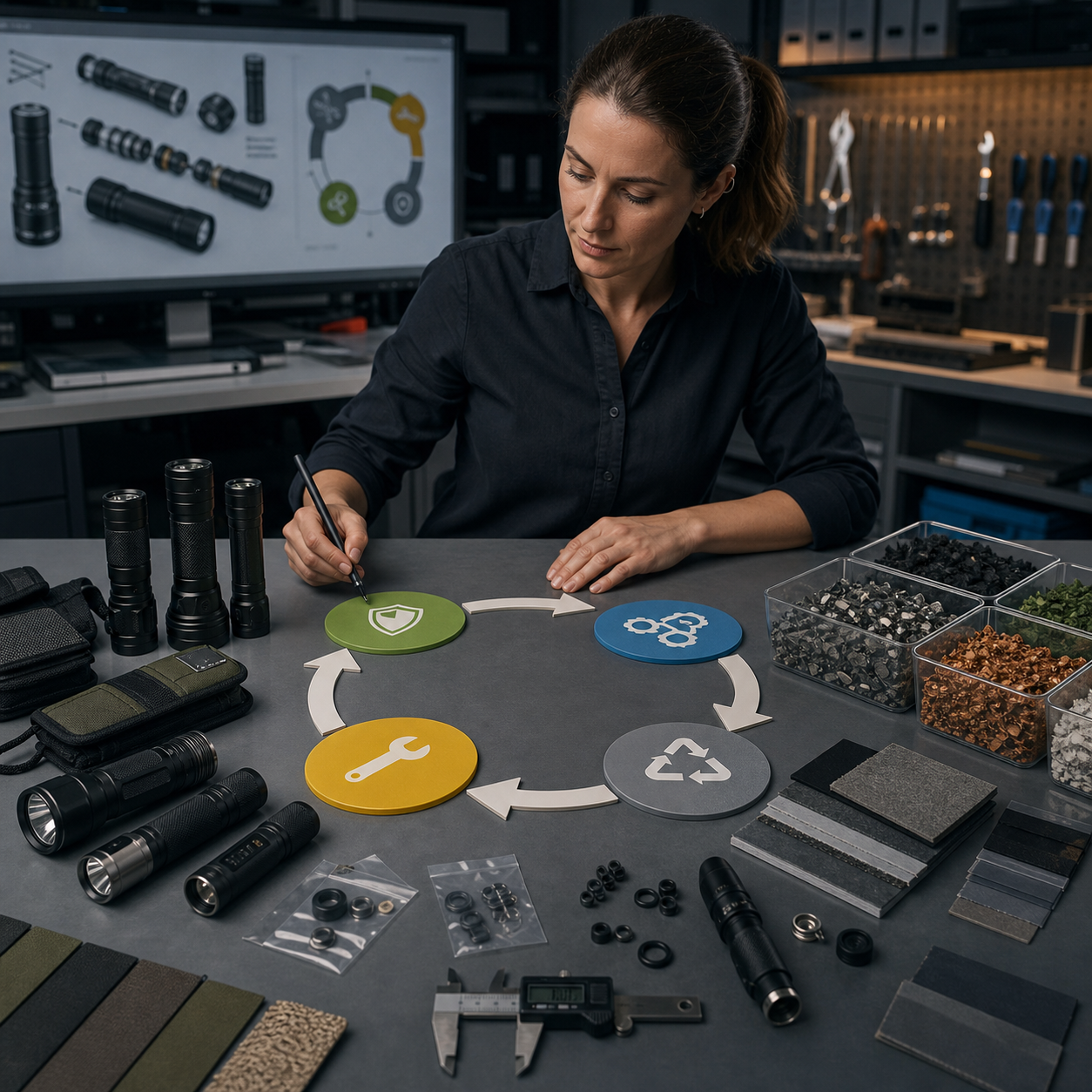 Materials specialist maps durability replaceable parts maintenance and end-of-life planning for reusable emergency tools