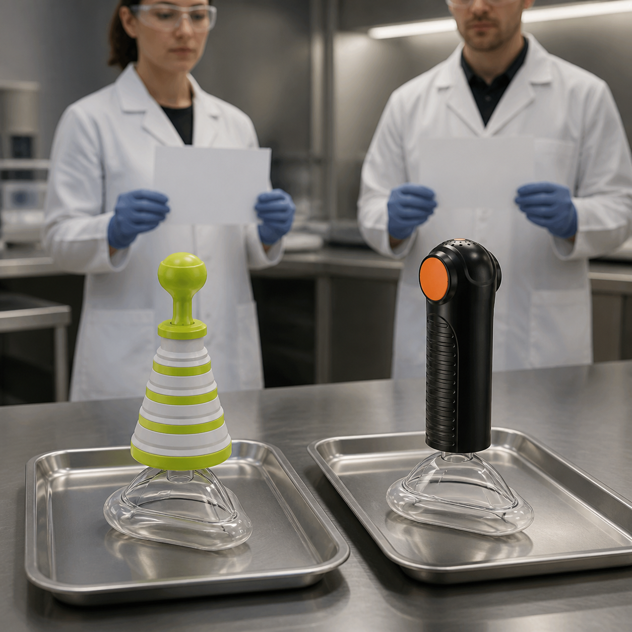 Exact real FoldPumpVac and EasyPumpVac are staged separately for model-specific labeling review without person contact