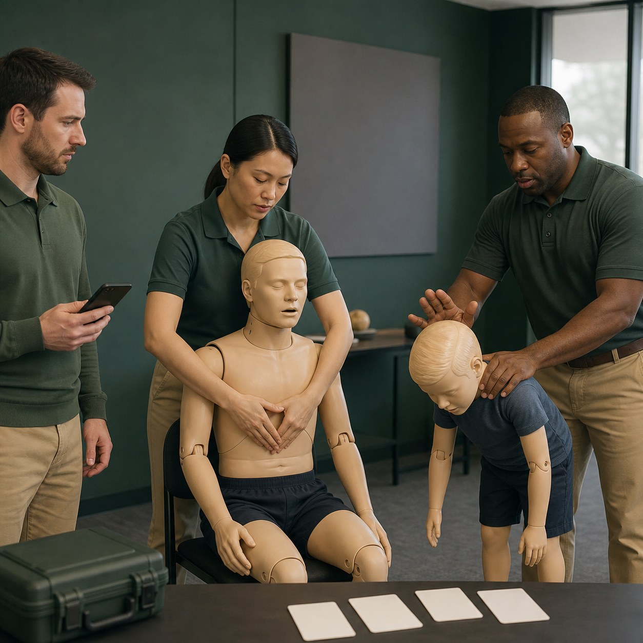 First-aid instructor verifies that buyer guidance preserves manual choking rescue, EMS activation, and second-line boundaries