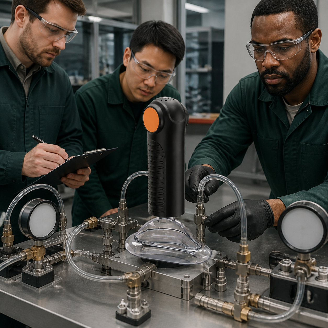Engineer tests the exact real EasyPumpVac for one-way valve behavior, pressure reserve, seal consistency, and hidden component failures