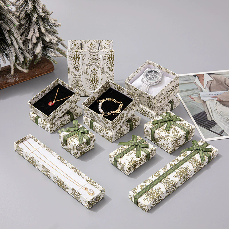 Custom paper jewelry box for branded ring and necklace packaging