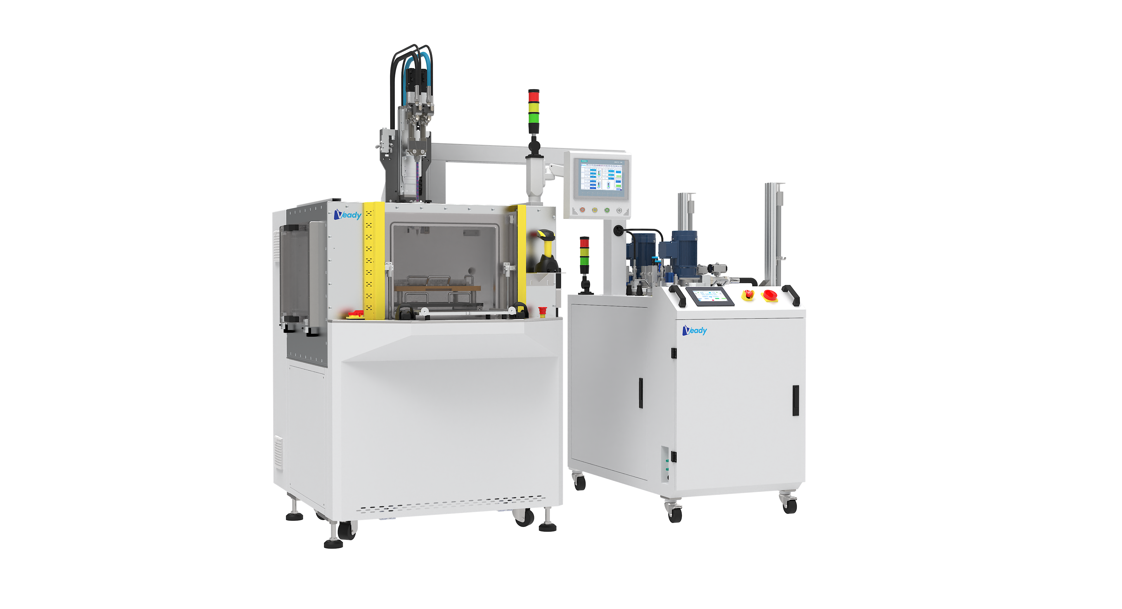 Offline vacuum potting machine for controlled electronics encapsulation