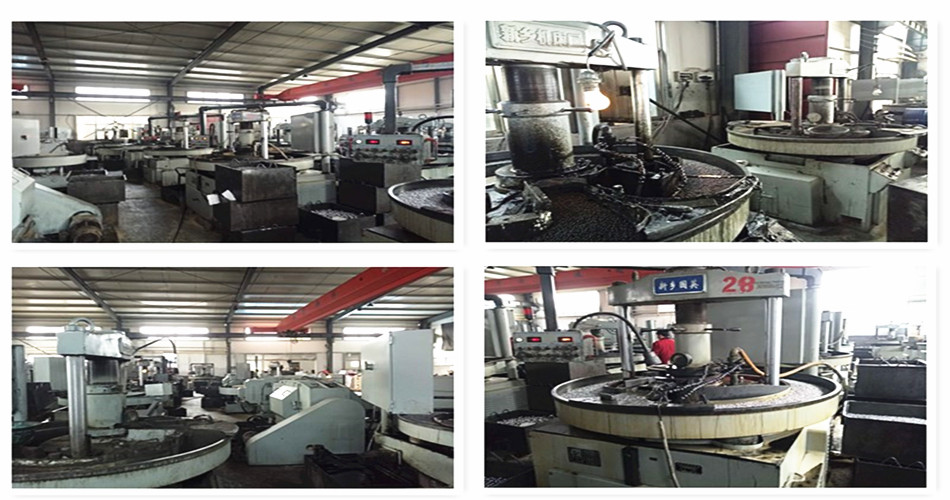 Collage of industrial grinding machines in a workshop