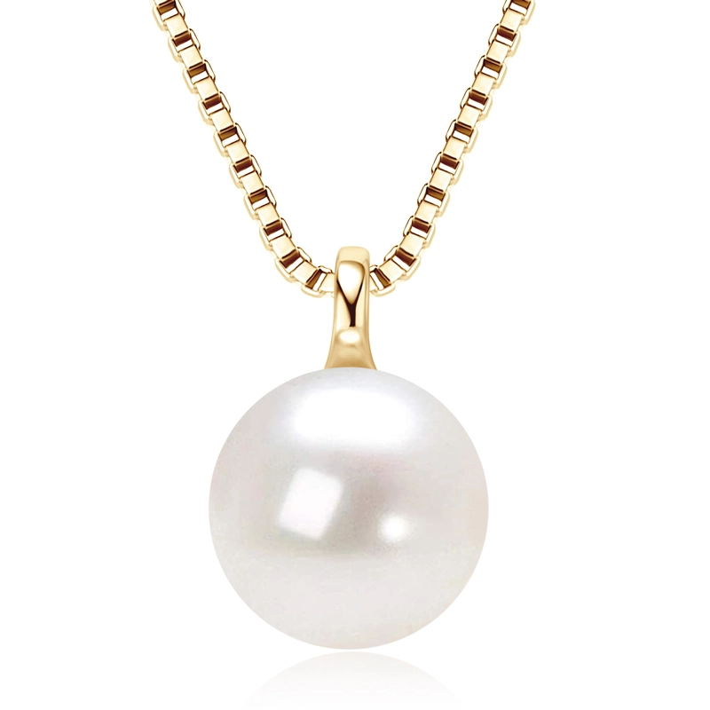 8-9 mm Natural Freshwater Pearl Box Chain Pendant Necklace