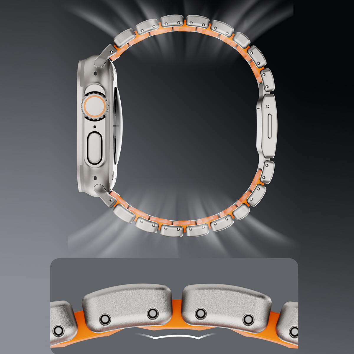 Detail of the FUERMAN magnetic strap finish after regular everyday use