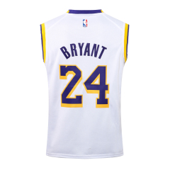 NBA Lakers Round Neck White Yellow Edge No. 24 (Hot Pressed)