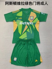 24-25 Aston Villa Green Goalkeeper Kids+Adult Set