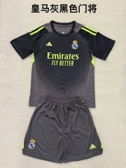 25-26 Real Madrid Grey Black Goalkeeper Kids+Adult Set