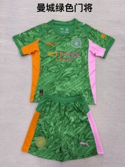 25-26 Manchester City Green Goalkeeper Kids+Adult Set