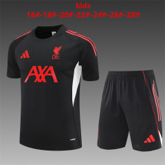 25-26 short sleeved Liverpool black kids+adult training uniform
