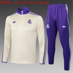 E2547 # 25-26 Half Pull Real Madrid Apricot Retro Edition Children's Clothing+Adults