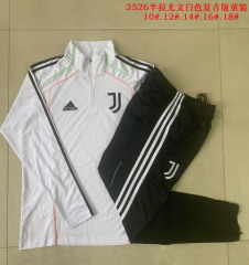 E2599 # 25-26 Juventus white training uniform for kids and adults