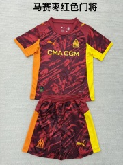 25-26 Marseille Jujube Red Goalkeeper Kids+Adult Set