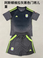 25-26 Aston Villa Grey Black Goalkeeper Kids+Adult Set