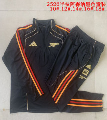 E25178 # 25-26 Half Pull Arsenal Black Retro Edition Kids+Adult Set