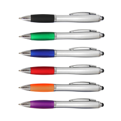 Silver Click Pen With Stylus