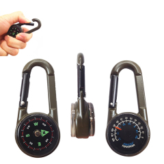 Zinc Alloy Carabiner Compass Thermometer