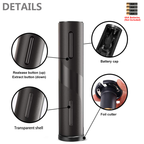 4 IN 1 Black Plastic Automatic Electric Wine Opener