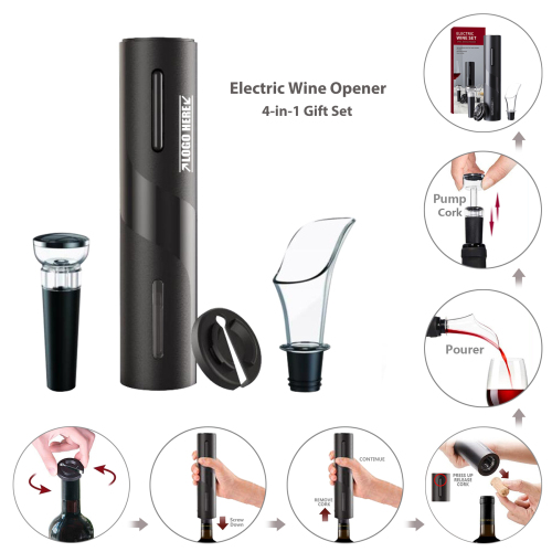 Black Plastic 4 IN 1 Automatic Electric Wine Opener