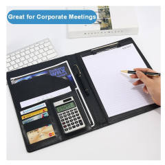 Leather Portfolio Binder with Notepad Holder