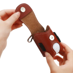 Compact Leather Golf Ball Holder Pouch