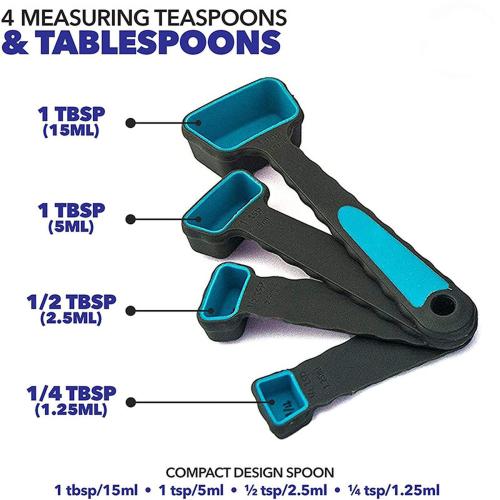 Collapsible Measuring Cup and Spoon Set, 4 Pieces