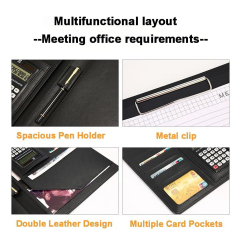 Leather Portfolio Binder with Notepad Holder